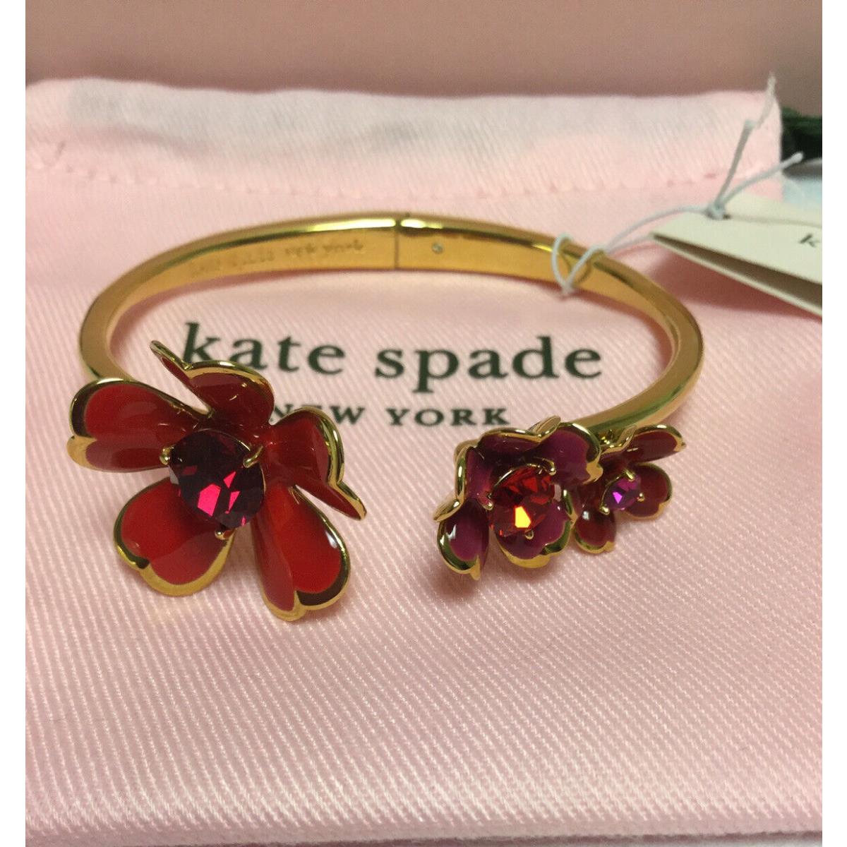 Kate Spade New York Blushing Blooms Hinged Cuff Bracelet w/ KS Dust Bag New