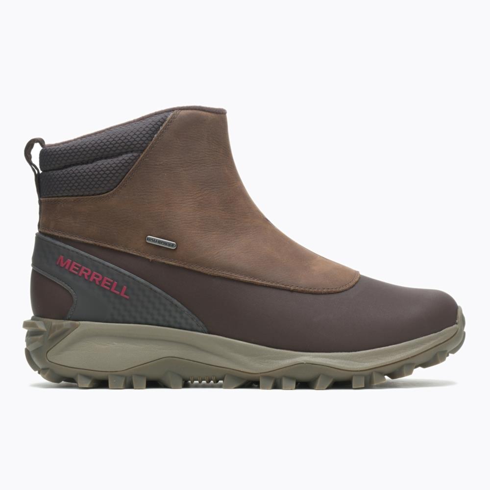 Merrell Men Thermo Kiruna Mid Zip Waterproof Hiking Boots Leather Clay