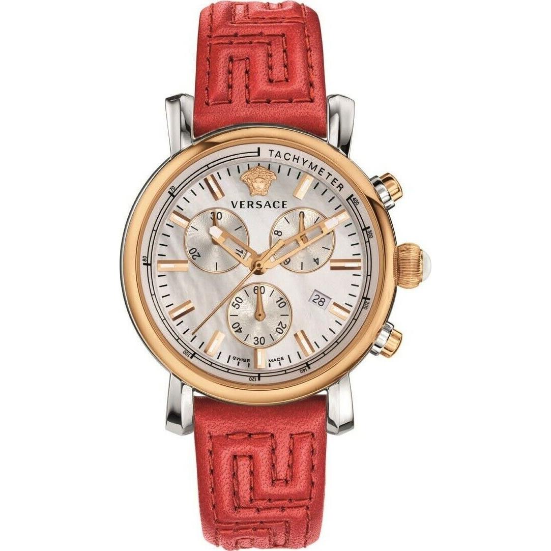 Versace Women`s VLB260016 Day Glam Chronograph Gold IP Steel Leather Watch
