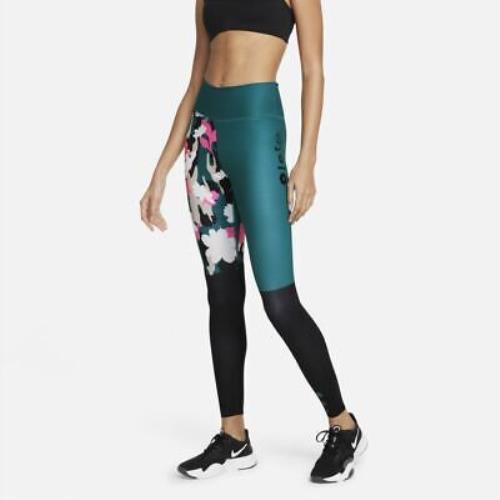 Womens M Medium Nike Dry One Luxe Training Tights Athletic Pants Teal DD9042