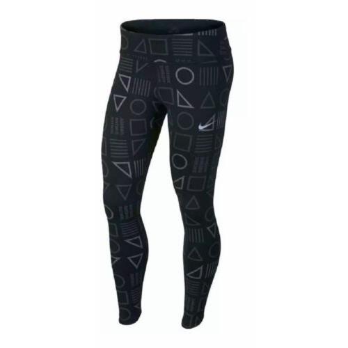 Nike Power Epic Lux Tight Fit Running Full Length Leggings Black Grey Womens S