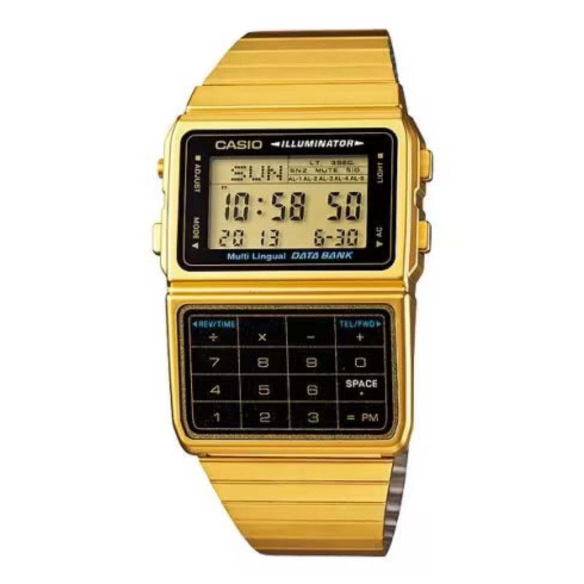 Casio DBC-611G-1 DBC611G Databank Vintage Series Gold Digital Watch