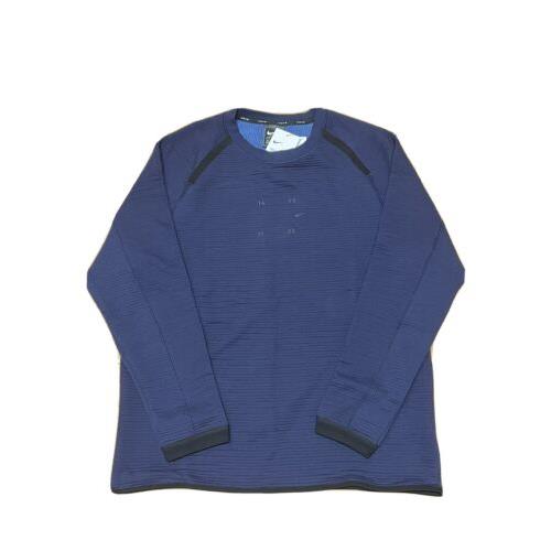 Nike Tech Pack Men`s Crewneck Sweatshirt Navy Blue CU3782-498 Size Large