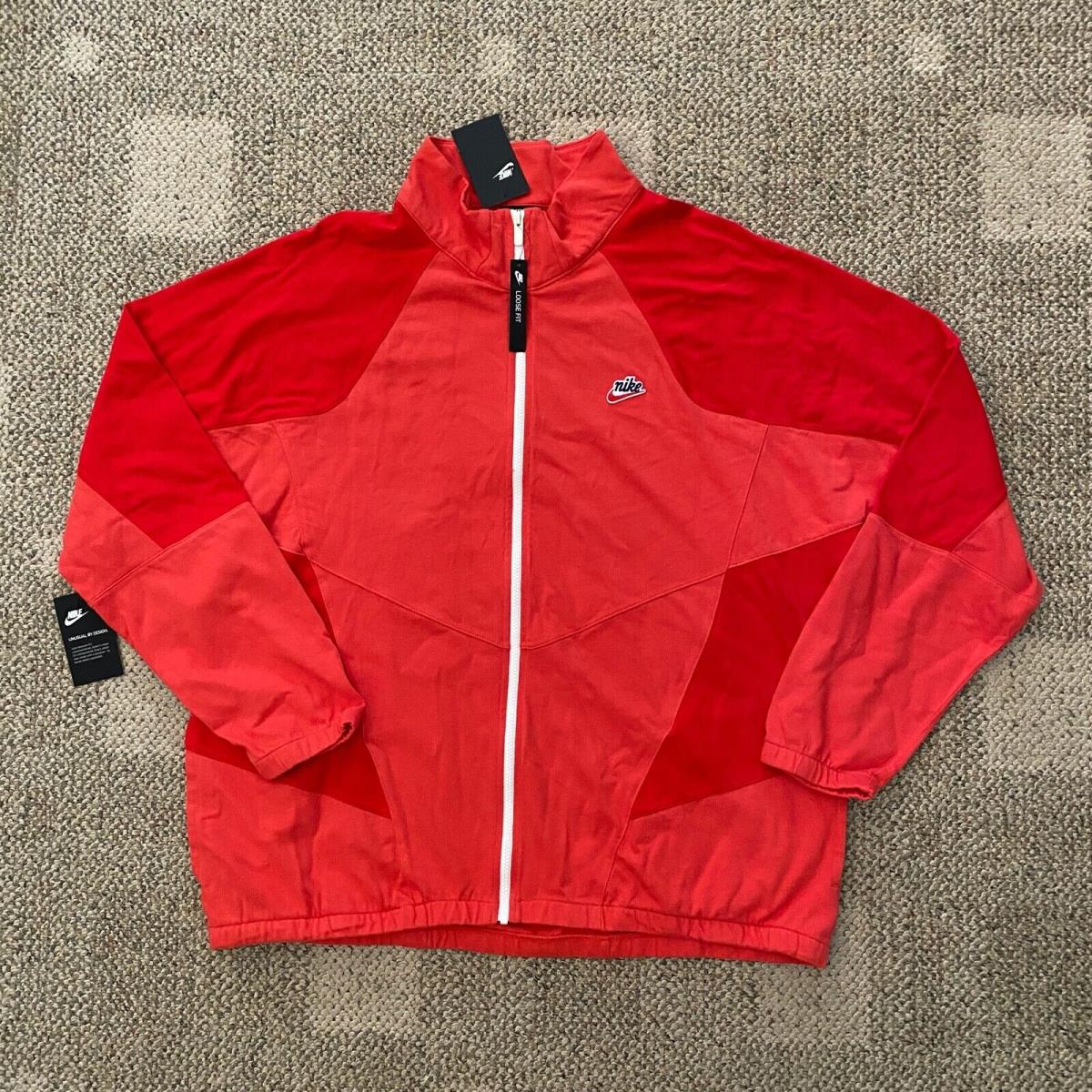 Mens XL Nike Sportswear Cotton Heritage Windrunner Sweatshirt Jacket Red CJ4366