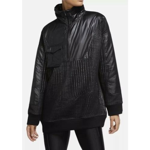 Nike Women s City Edition CV0303-010 Quarter Zip Activewear Black Jacket Size M
