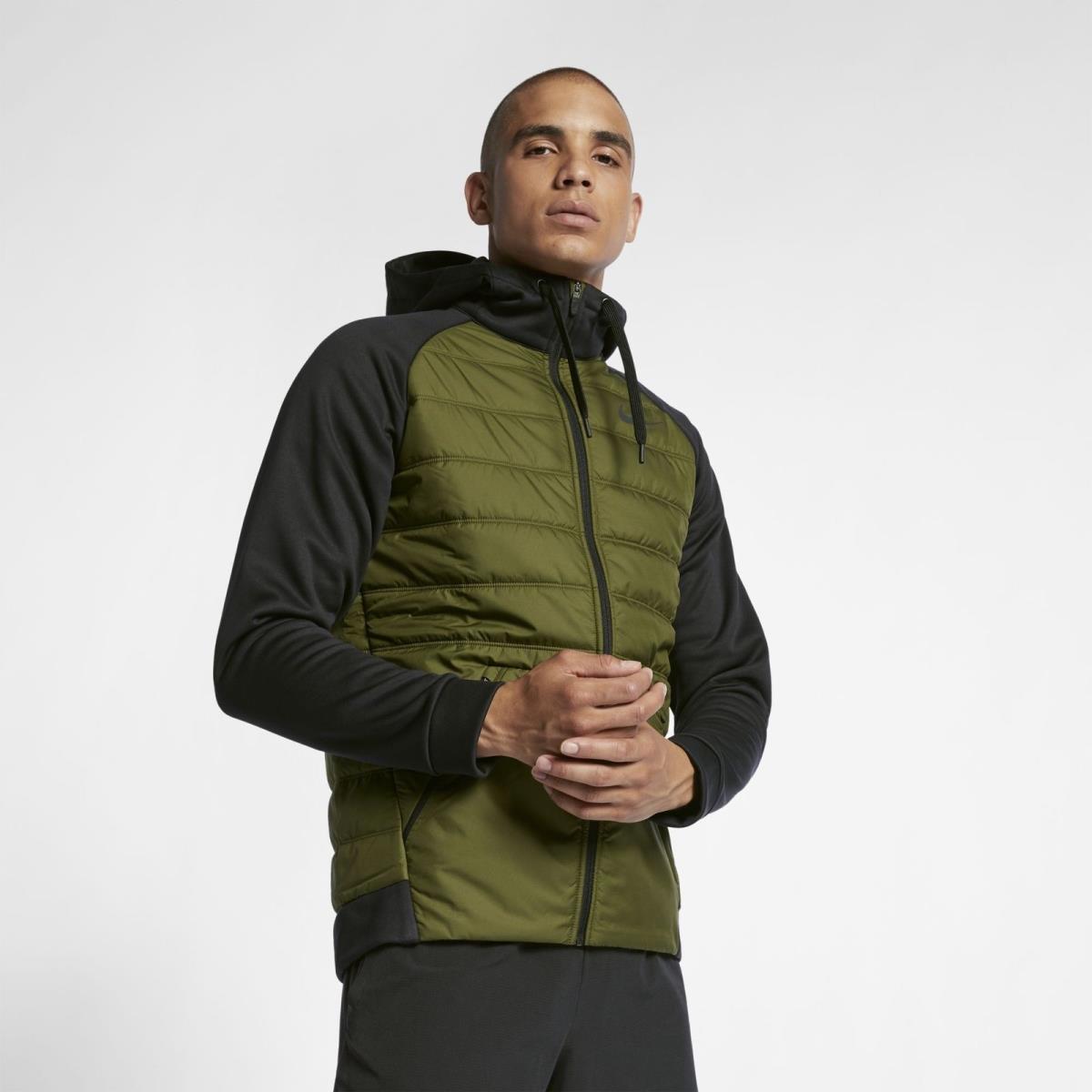 Men Nike Winterized Therma Training Hoodie Jacket AO1440 395 Size Xxl Olive Blk