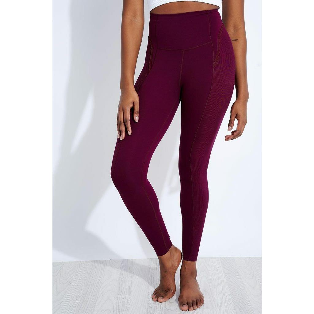 Nike Yoga Luxe Lux Womens Infinalon Ruffled 7/8 Tights CU5395-681 Maroon L