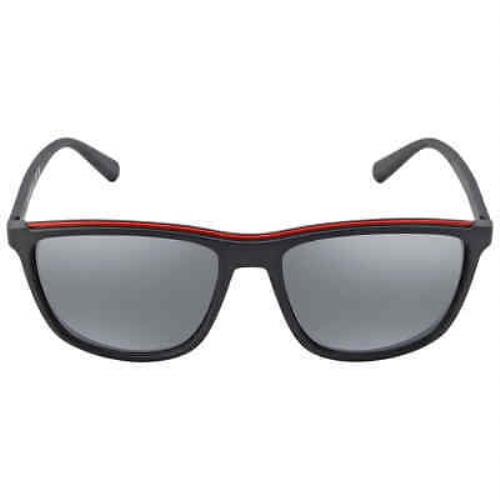 Emporio Armani Light Grey Mirrored Black Square Men`s Sunglasses EA4109 50426G