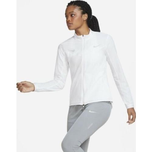 Womens Nike Running Jacket CU3042 100 White Size L