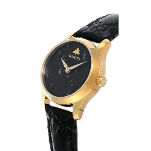 Gucci watch  - Black Dial, Black Band, Gold Bezel