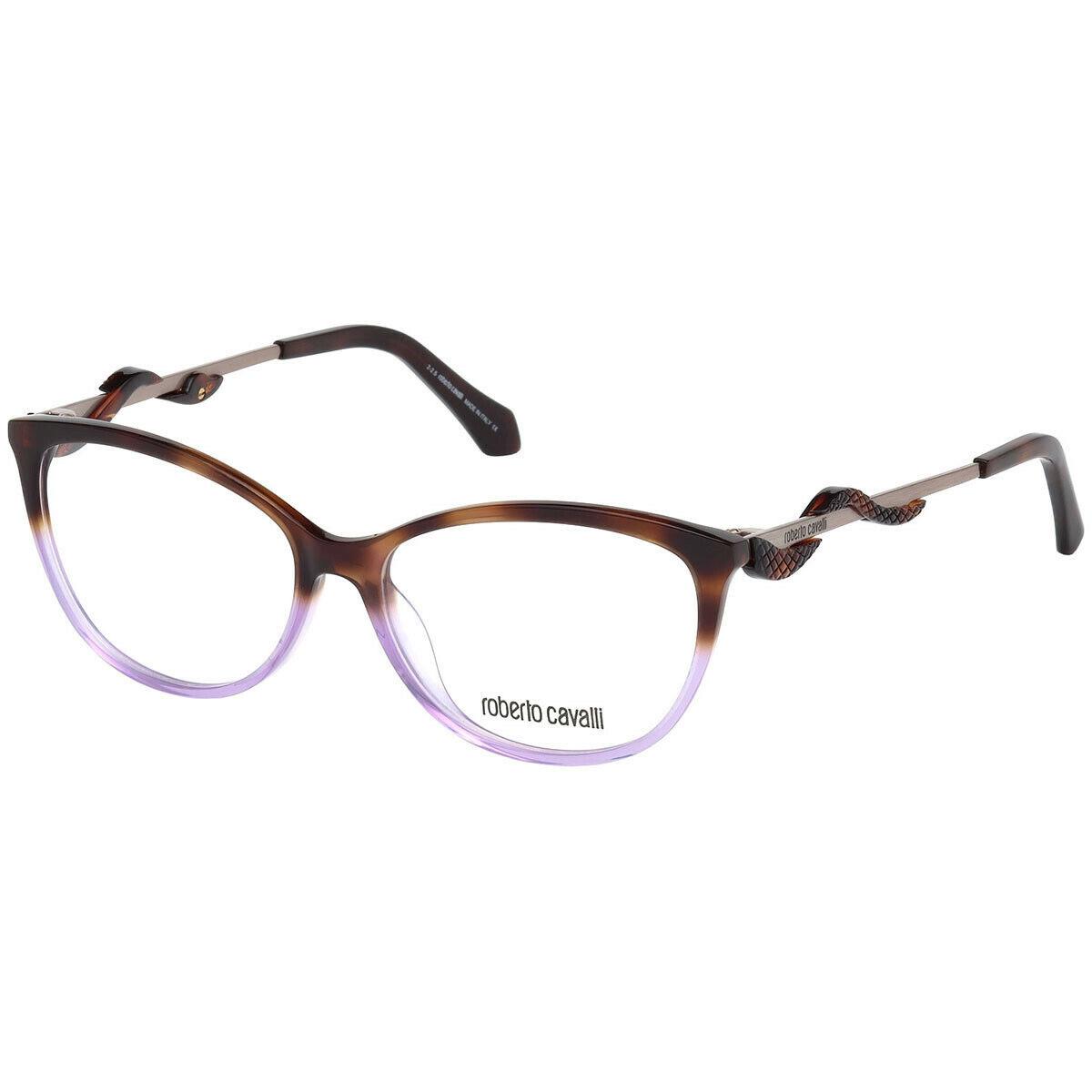 Roberto Cavalli Arbia RC5007 Tortoise Purple 056 Eyeglasses 54-14-140 Cat Eye RX