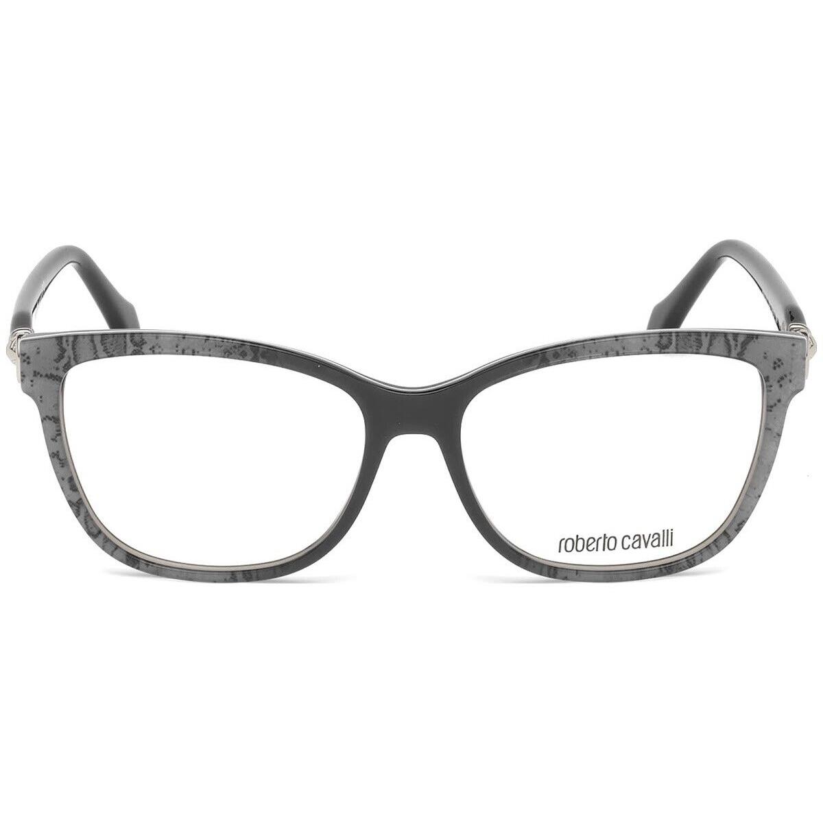 Roberto Cavalli Asso RC5011F 020 Grey Leopard Plastic Eyeglasses Frame 55-15-140 - Grey Leopard, Frame: Grey, Lens: