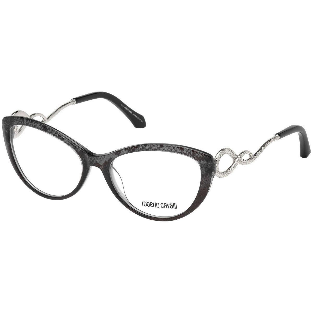 Roberto Cavalli Argentario RC 5009-F 020 Grey Eyeglasses 55-16-140 Cat Eye Italy - Black 001, Frame: Grey, Lens: