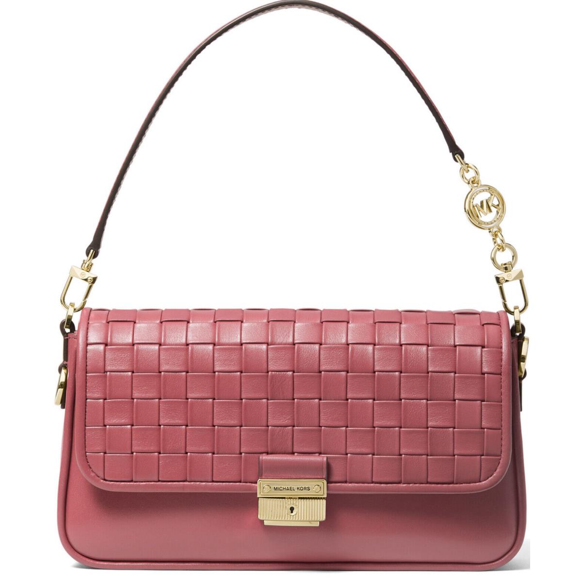 Michael Kors Bradshaw Woven Convertible Shoulder Bag In Light Berry Sorbet/gold