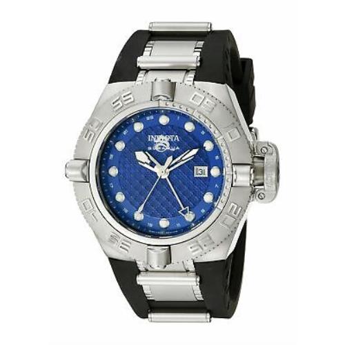 Invicta Mens 1155 Subaqua Noma IV Swiss Made Gmt Blue Dial Rubber Watch