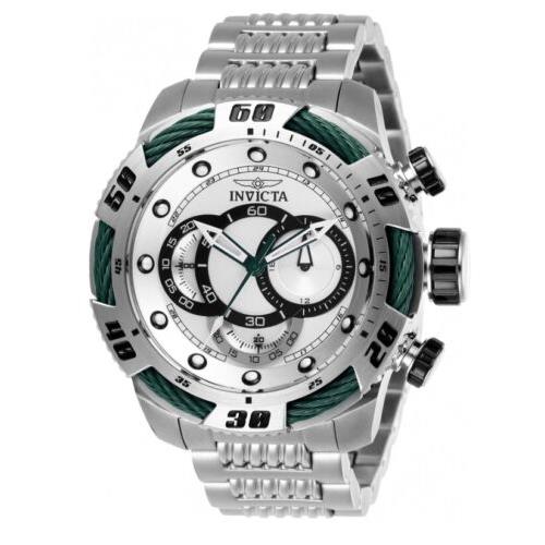 Invicta Speedway Viper Men`s 50mm Green Accent Stainless Chronograph Watch 27059 - Dial: Silver, Band: Silver, Bezel: Silver, Purple, Black