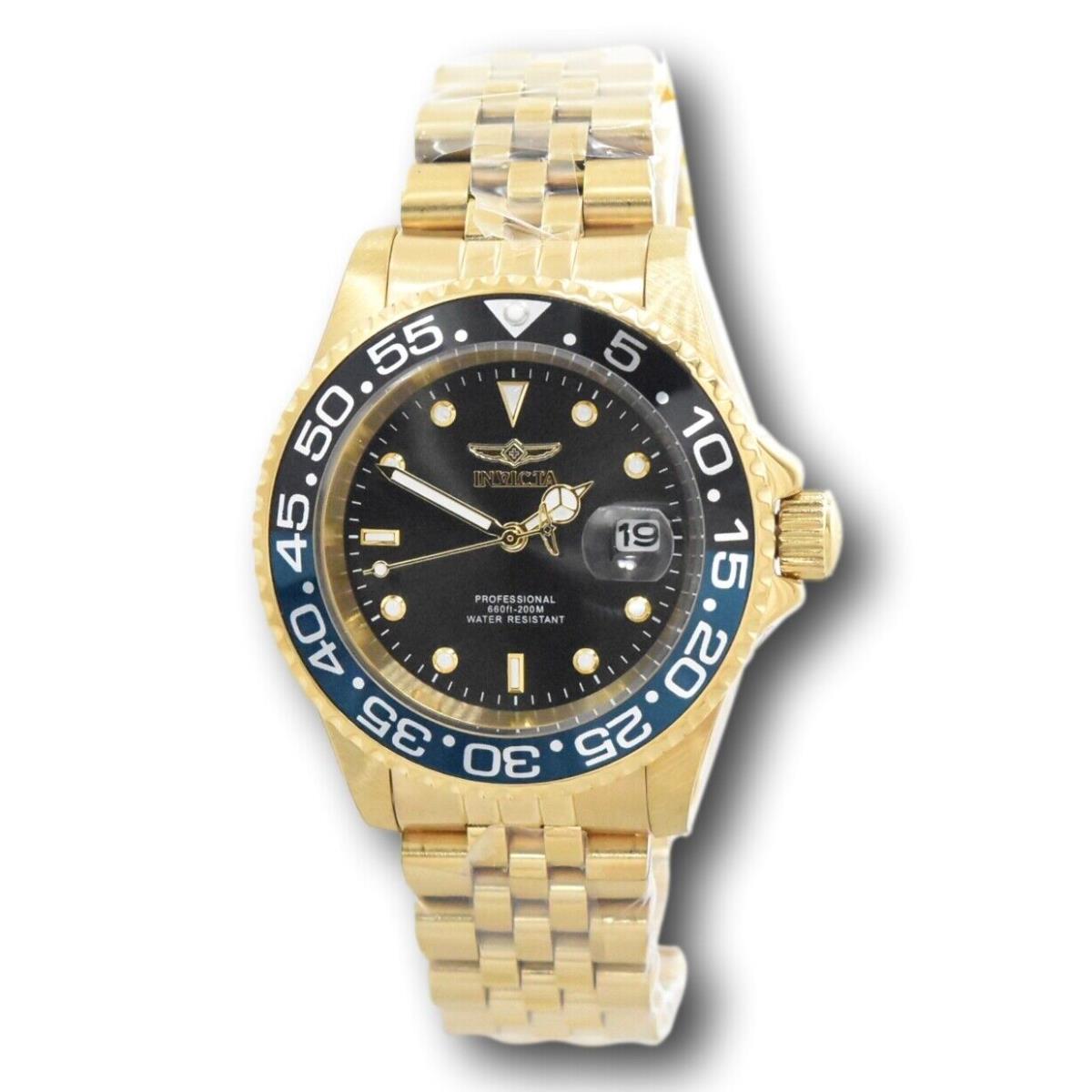 Invicta Pro Diver Men`s 40mm Black Blue Classic Gold Stainless Watch 36043