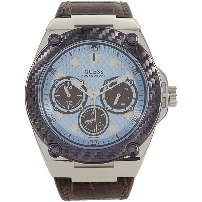 Guess U1058G5 Legacy Blue Dial Brown Leather/stainless Steel Strap Women`s Watch