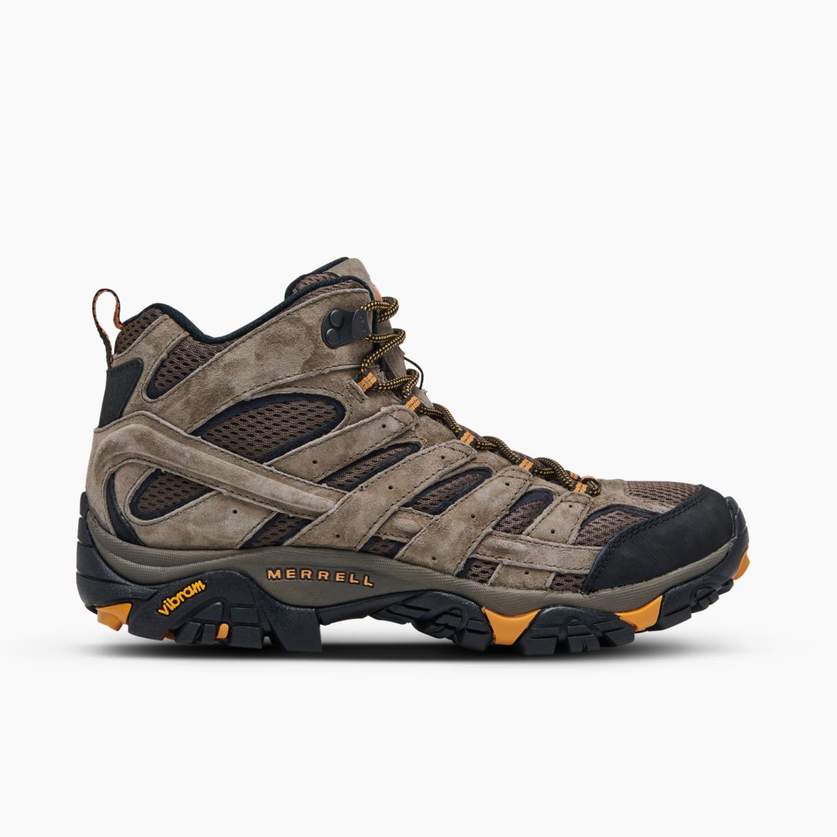 Merrell Men Moab 2 Mid Ventilator Wide Width Hiking Boots Suede Leather-and-mesh Walnut