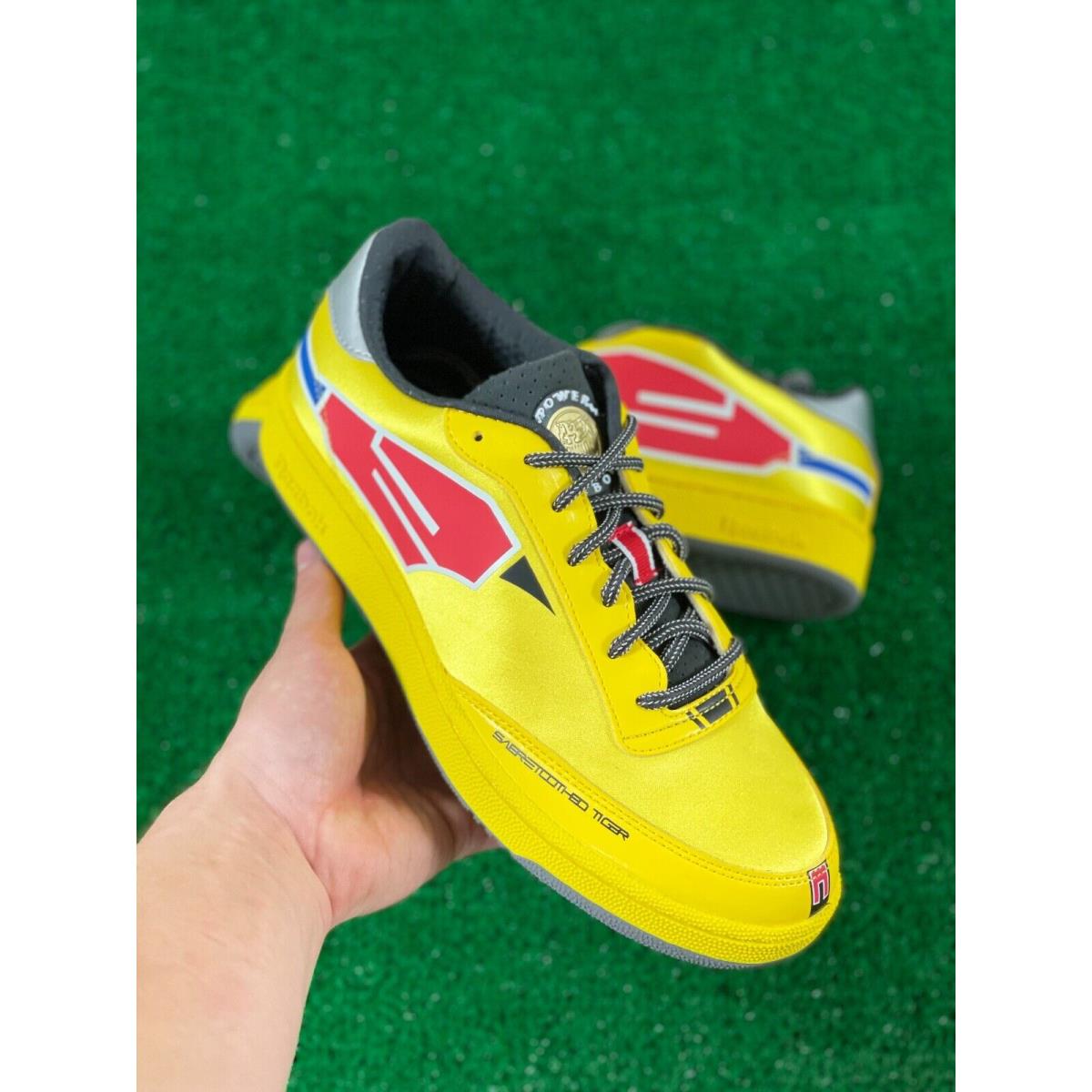 Reebok Power Rangers Club C Mens Shoes Yellow Saber Toothed GW2424 Multi Sz