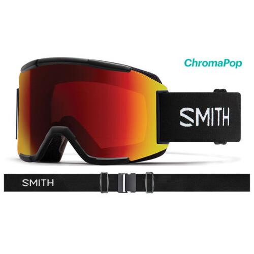 Smith Optics Squad Black Chromapop Sun Red Mirror Lens Ski Goggles