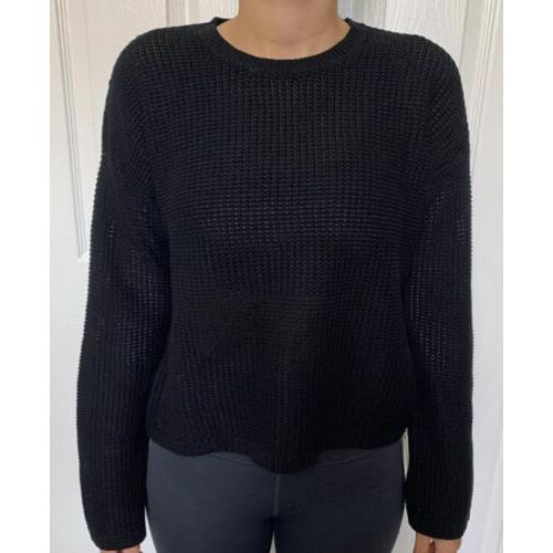 Lululemon Size L/xl Easy Embrace LS Sweater Black Blk Crew Soft Cotton Length