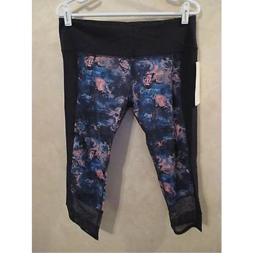 Lululemon Blue Floral Full-on Luxtreme Running Yoga Crop Pants Size 12