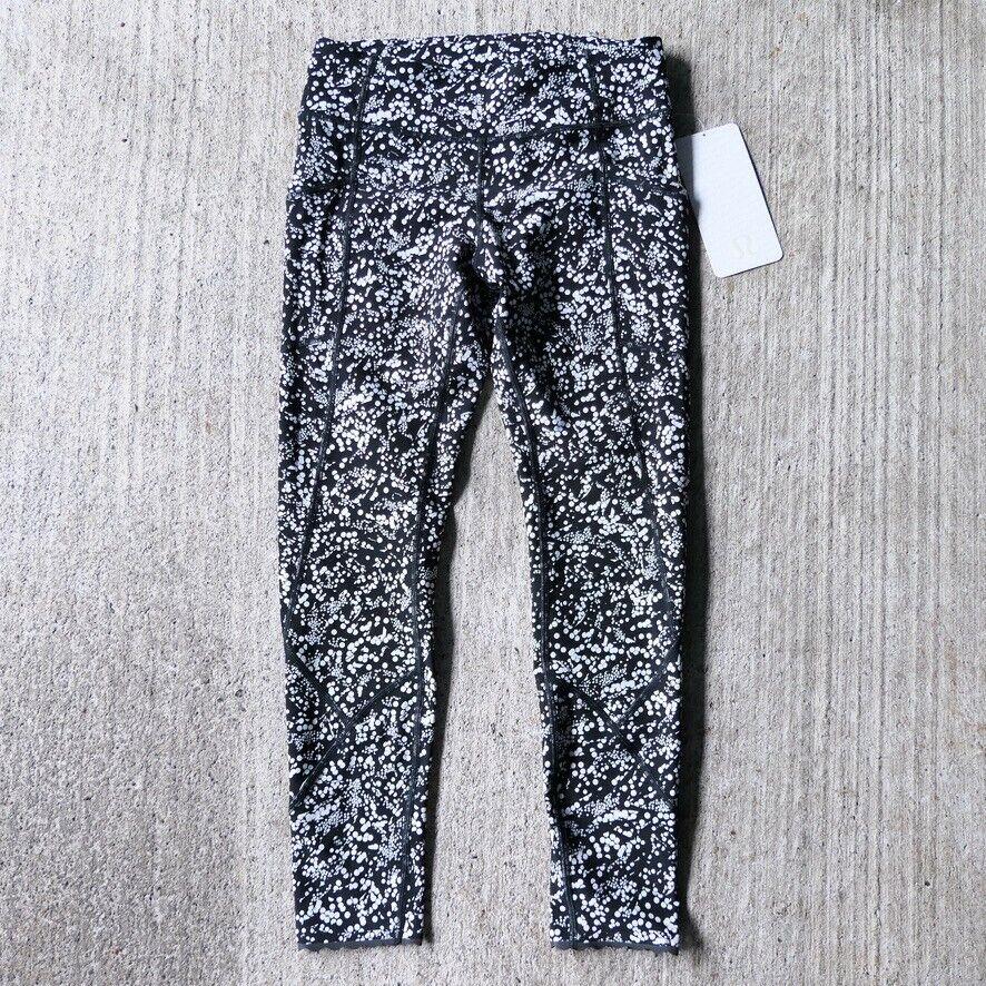 Lululemon Womens Tight Stuff Tight II Chirasu Black White Luxtreme 7/8 Size 6