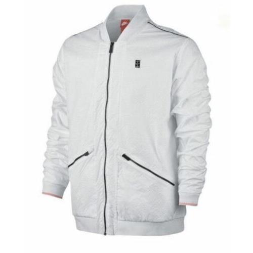 Nike Nikecourt Varsity White Black Hot Lava F/z Tennis Jacket Mens Sz L LG