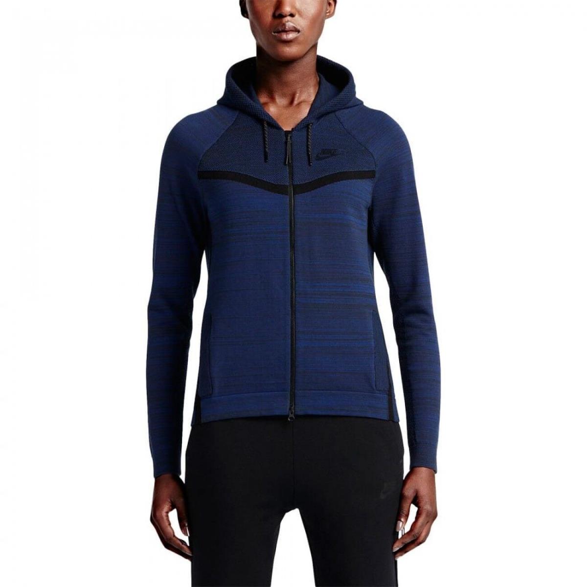 Nike Womens Tech Knit Windrunner Jacket Hoodie Obsidian Blue 728683 451