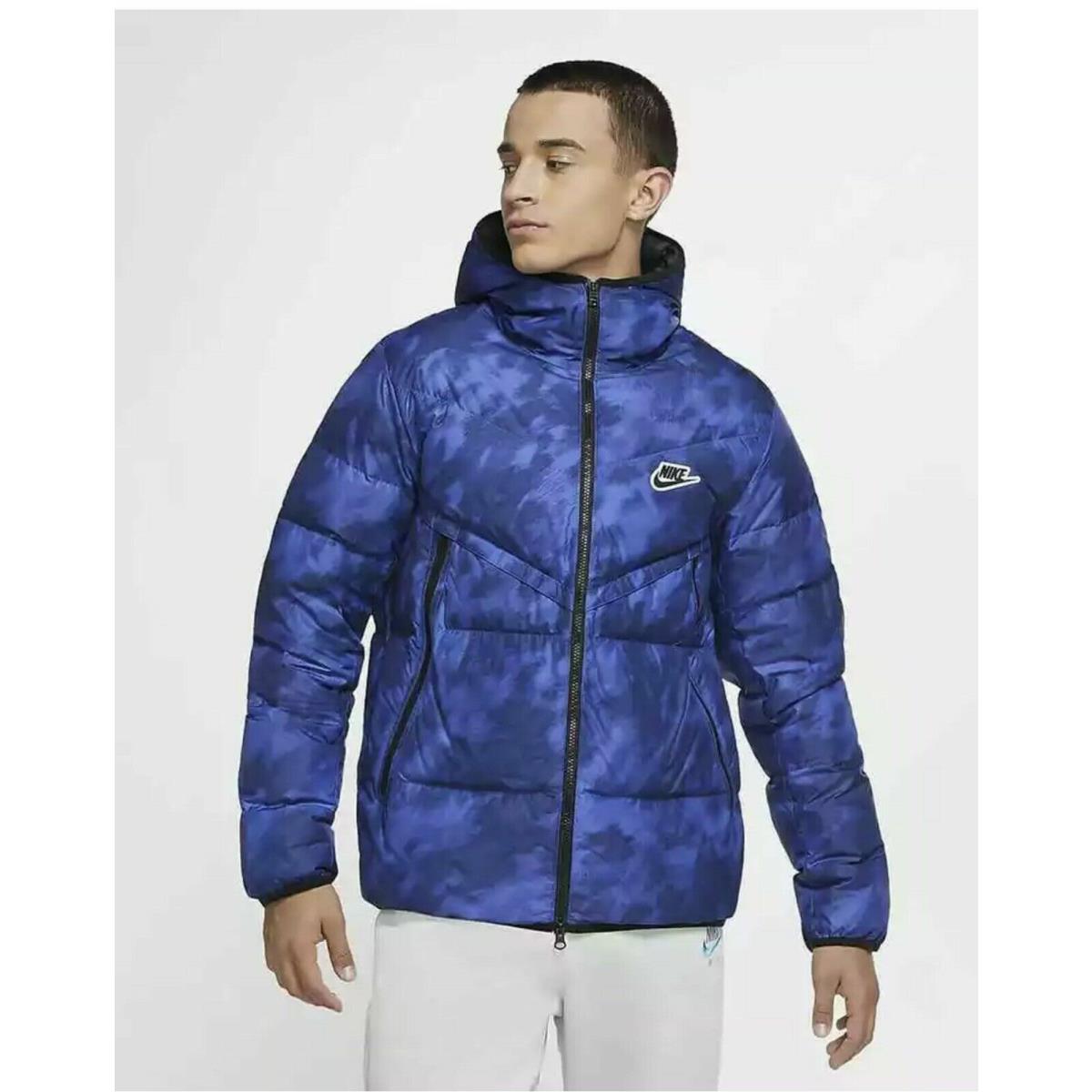 Nike Nsw Winter Down Mens Windrunner Jacket Blue Camo CU4406-492 Multi Sz
