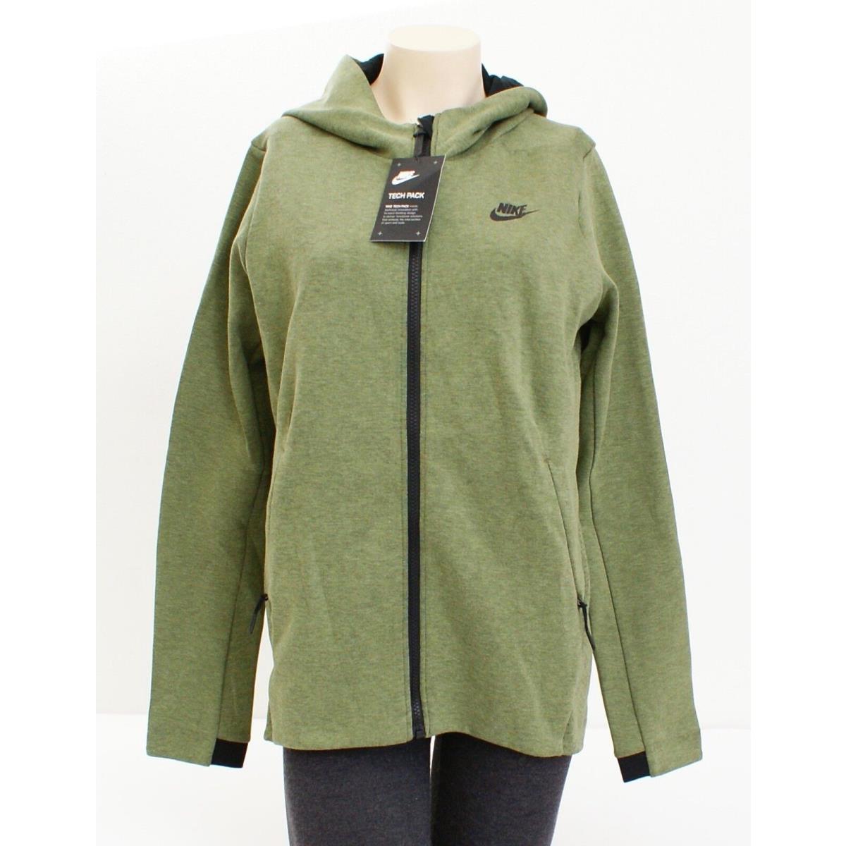 Nike Tech Pack Green Zip Front Hooded Jacket Hoodie Women`s
