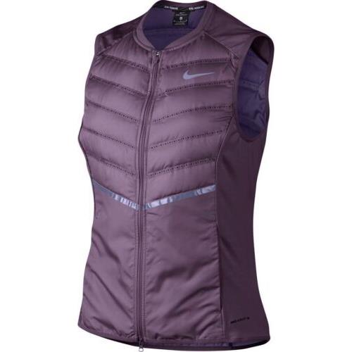 Nike Aeroloft Fitted Purple Shade Quilted Down Puffer Running Vest Womens XS
