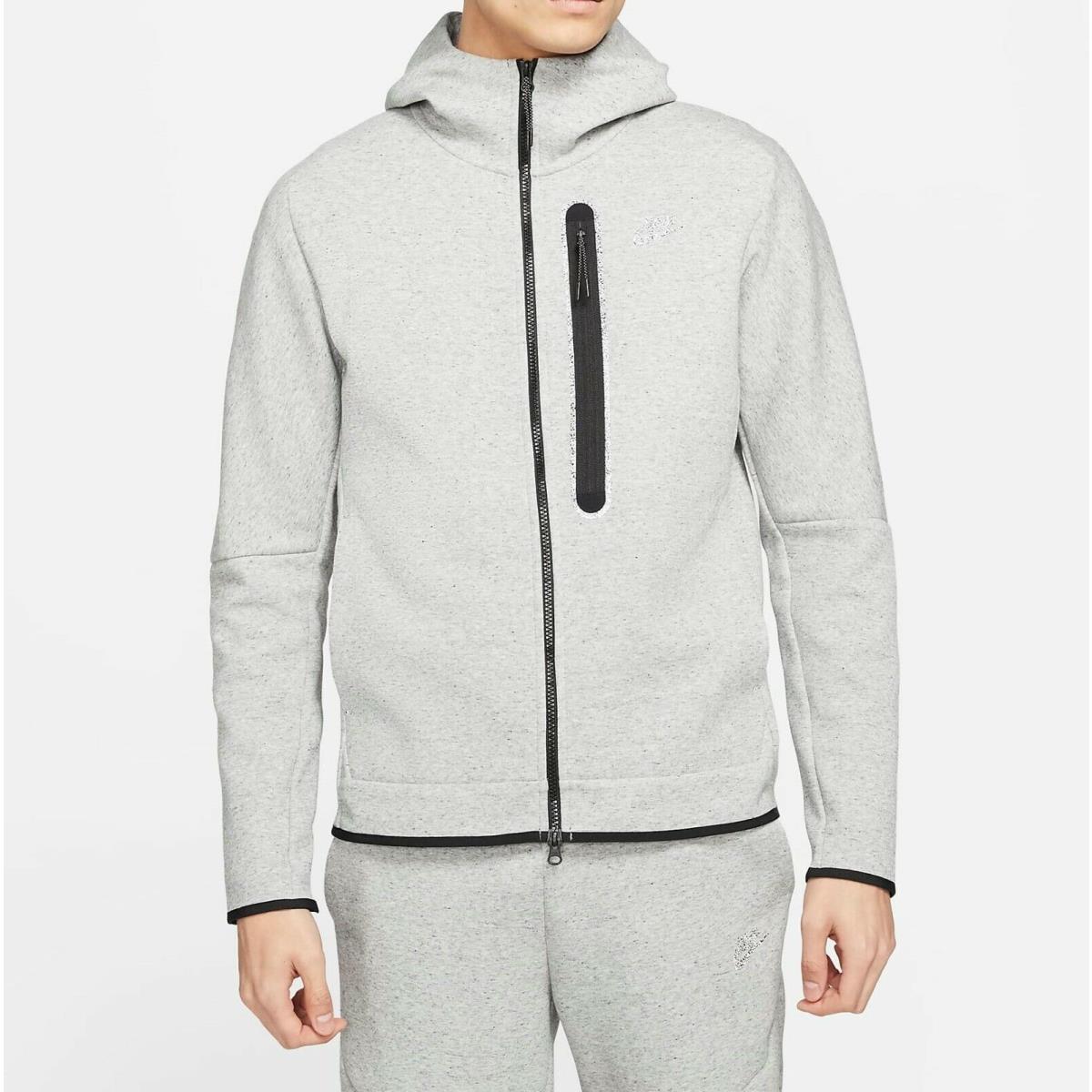 Nike Men`s Sportswear Tech Fleece Full-zip Hoodie Heather/black DD4688-010 f