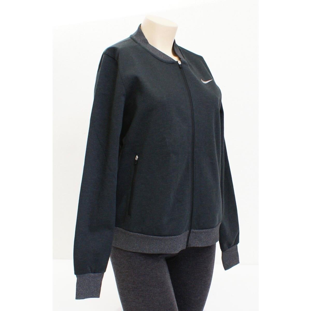 Nike Golf Black Gray Windblock Bomber Zip Front Wool Blend Jacket Women`s
