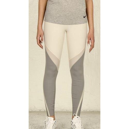 Nike Nikelab Essentials Dri Fit Tight Grey Pearl Black Long Leggings Women L