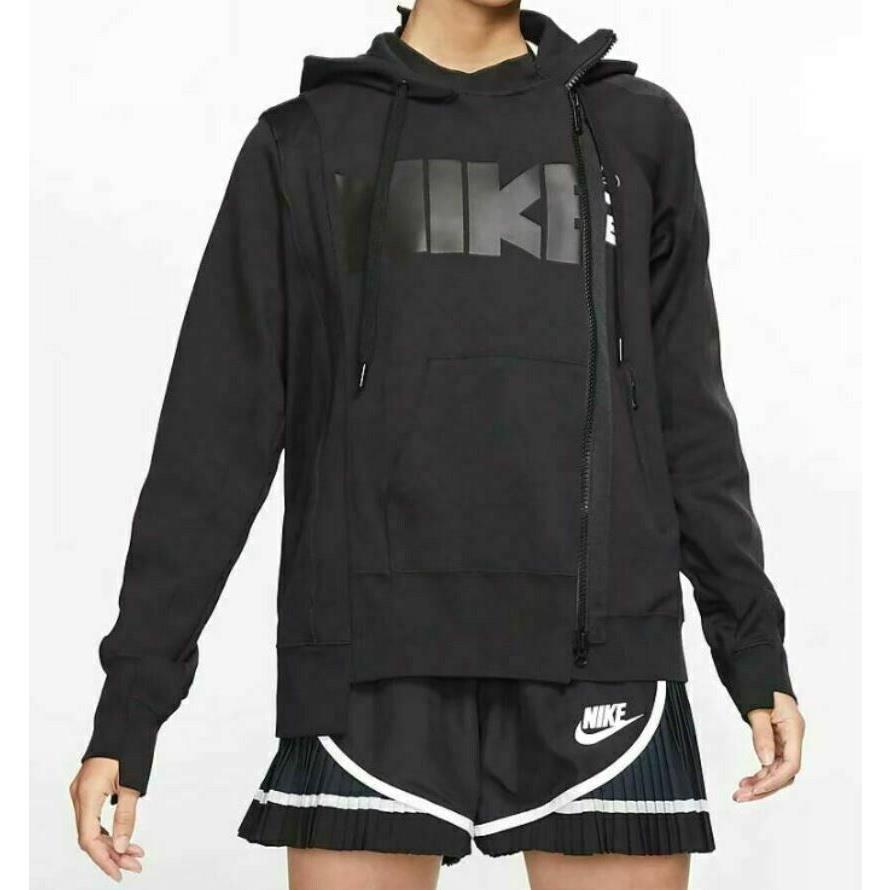 Nike x Sacai Double Zip Hoodie Women`s Size Small Medium Black White CD6303-010