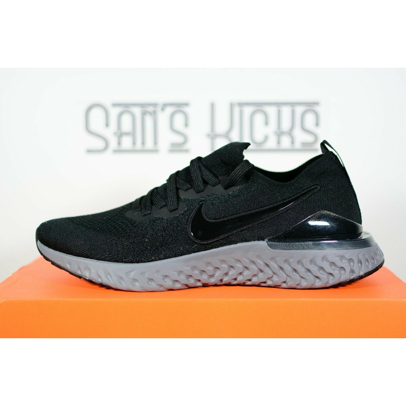 nike epic react flyknit black running shoes