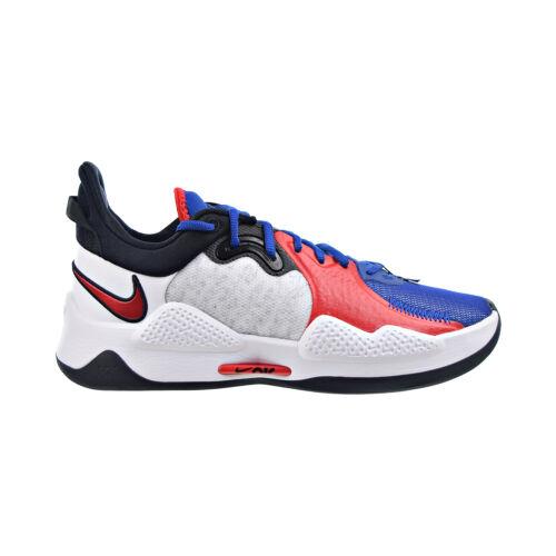 Nike PG 5 Men`s Basketball Shoes White-rush Blue-black CW3143-101