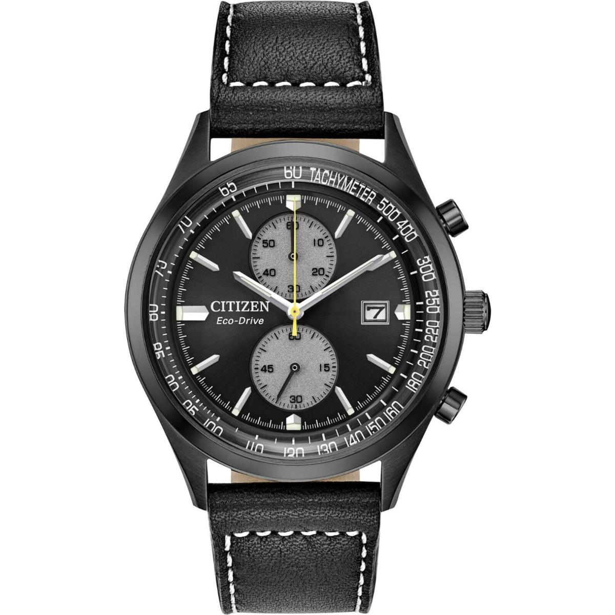 Citizen CA7027-08E Men`s Eco-drive Chandler Black Leather Band Chronograph Watch