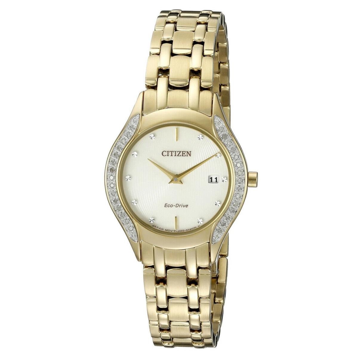 Citizen GA1062-51P Women`s Eco-drive Gold Tone Stainless Stel Gold Dial Watch