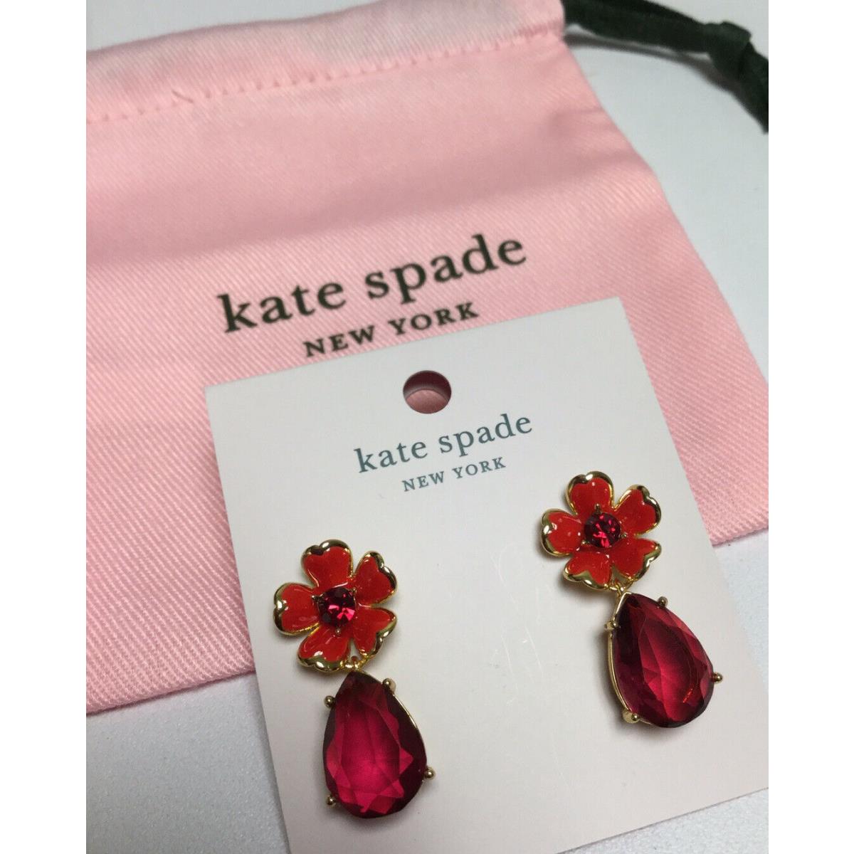 Kate Spade New York Blushing Blooms Flower Drop Earrings w/ KS Dust Bag New