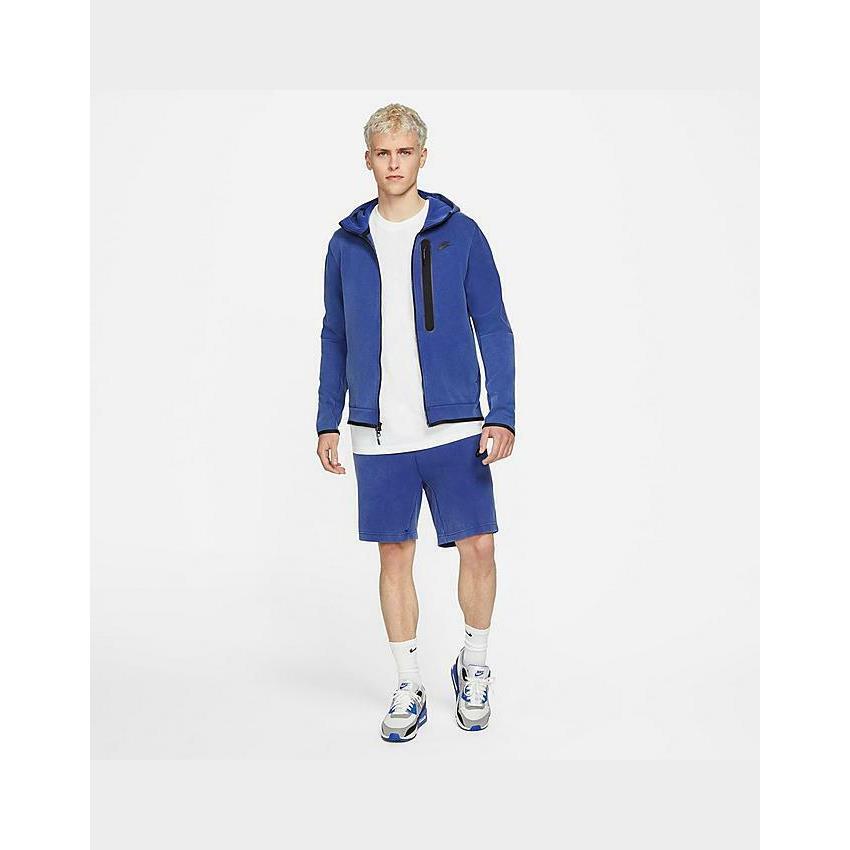 Nike Washed Tech Fleece Full-zip Hoodie Jacket DD3100-455 Blue Men`s Size L