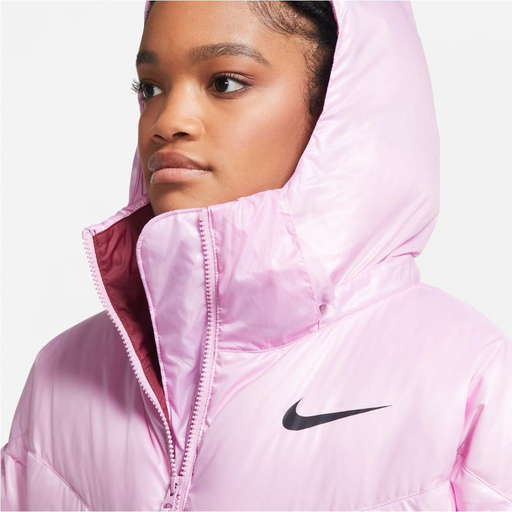 nike logo parka jacket in pink