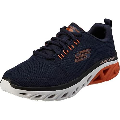 Skechers Glide Navy Shoes Men Memory Foam Mesh Sport Soft Comfort Casual 232270