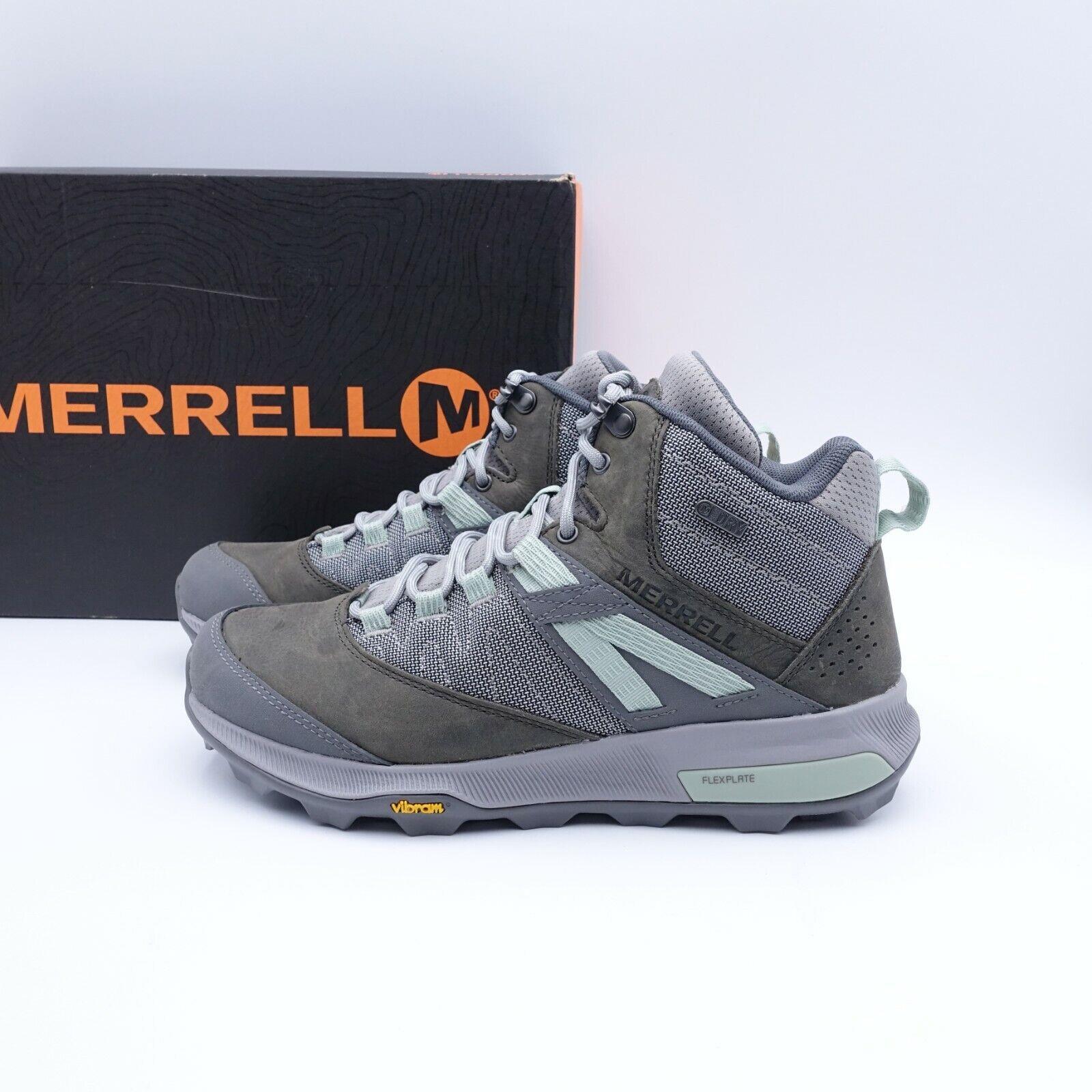 Size 8 Women`s Merrell Zion Mid Waterproof Hiking Shoes J033940 Merrell Grey
