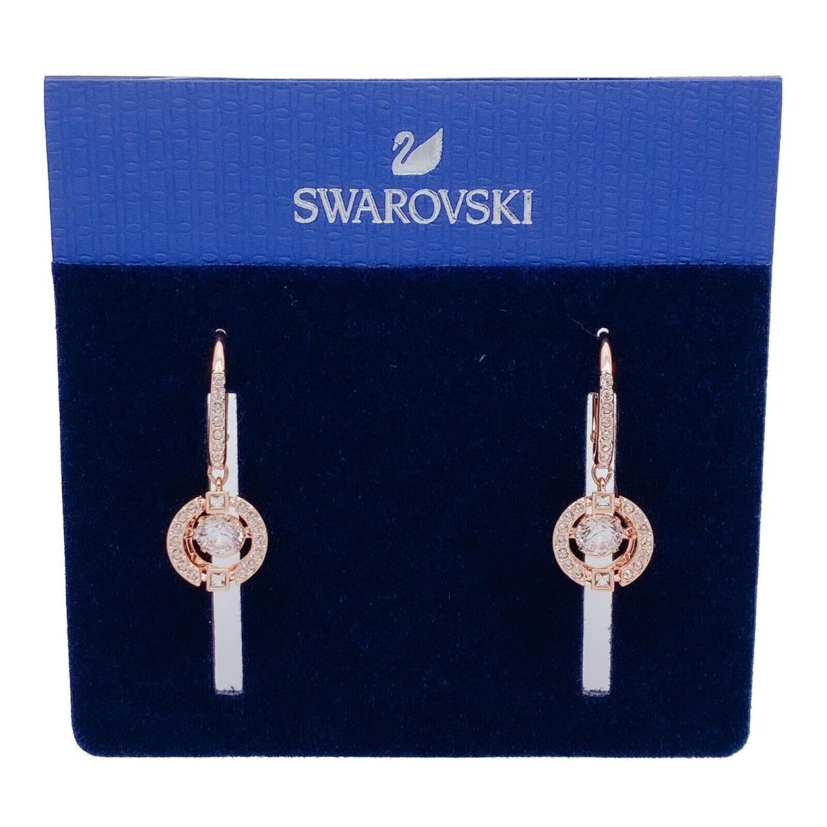 Swarovski Brand Rose Gold Sparkling Dance White Crystals Earrings 5504753