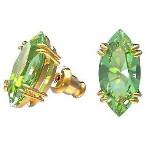 Swarovski Crystal Gema Stud Earrings Green Gold-tone Plated 5614453
