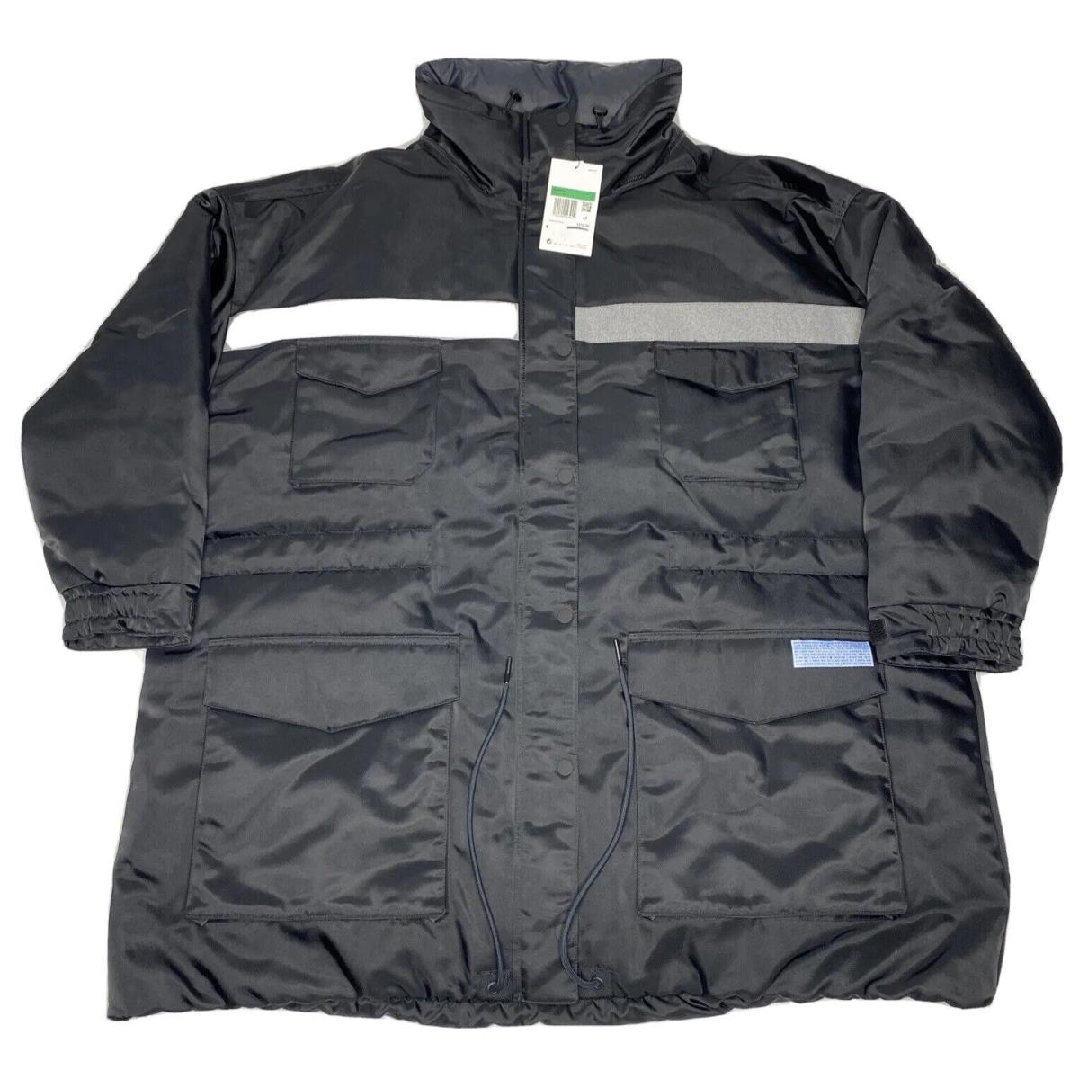 Nike Down Sports Jacket Womens XL Black Parka Oversized Fit Nsw