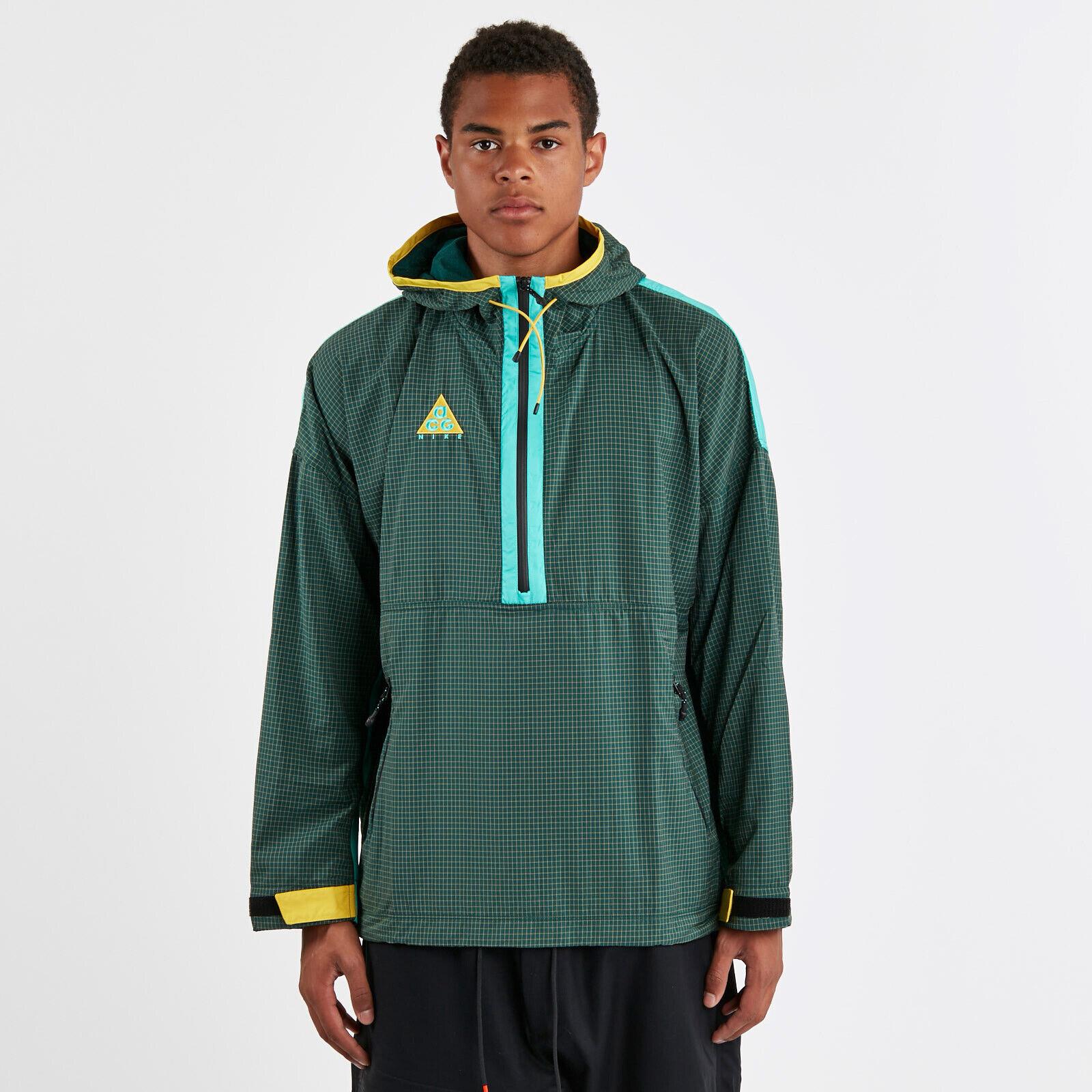 Nike Acg Woven Hooded Jacket Anorak Teal Yellow 931907-375 Men`s XL